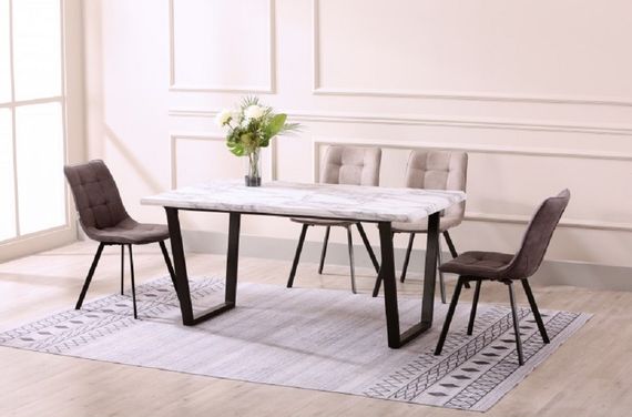 Нерозкладний обідній стіл Greus Marble 160х90 см, білий мармур | Зображення 2