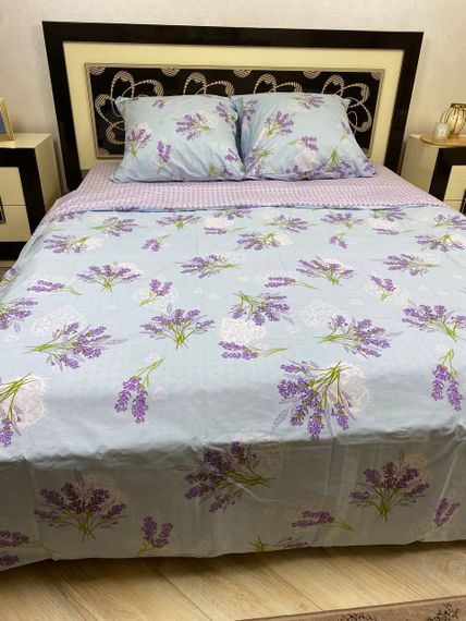 Комплект постільної білизни Soft двоспальний 180х220 см квіти Лаванда