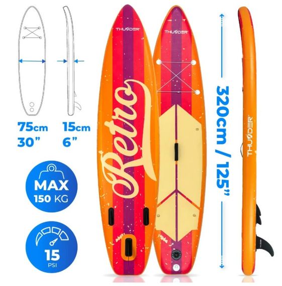 Надувна дошка SUP THUNDER RETRO 320 см з веслом | Зображення 5