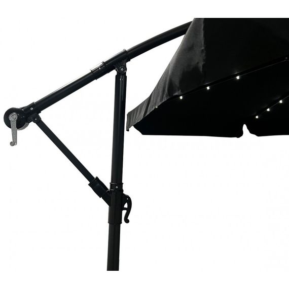 Парасоля садова Bonro B-7218LP з підсвічуванням LED 3 м 6 спиць чорна для дачі та тераси 42400500 | Зображення 4