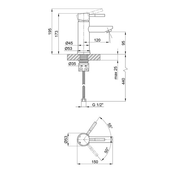 Змішувач для раковини Kroner KRM Edelstahl Klassisch - SCH010 (CV025653) | Зображення 1