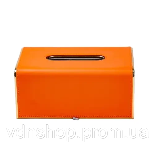 Серветниця з еко шкіри 21х13.5х9.5 см для серветок на стіл Помаранчевий HP-3-208O | Зображення 4