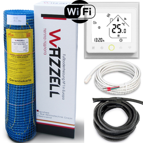 Комплект нагрівальний мат WAZZELL EASYHEAT 200 Вт  + програмований з Wi-Fi  термостат. Тепла підлога під плитку 15 м² / 3000 Вт