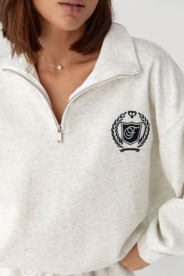 Бавовняний спортивний костюм із худі на блискавці - світло-сірий цвет, ONE SIZE (є розміри) | Зображення 4