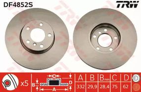 Диск Гальмівний BMW X5 (E70) 3.0 3.5 08-,X6 (E71) 3.0 08- передн. , TRW (DF4852S)