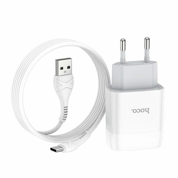 Мережевий зарядний пристрій HOCO C72A Glorious single port charger set(Type-C) 10.5W White | Зображення 2