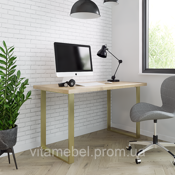 Комплект опор для стола из металла 600×120mm, H=730mm (профильная труба: 60x20mm) Золото
