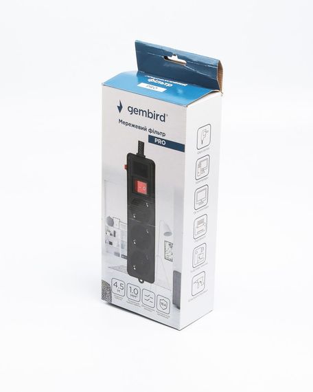 Мережевий фільтр, чорний, Gembird SPG3-G-15B-PRO, 3 розетки | Зображення 3