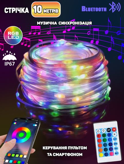 Світлодіодна стрічка 10м RGB водонепроникна Biom 3939BT керування телефоном + Пульт (47384-3939_186) | Зображення 2