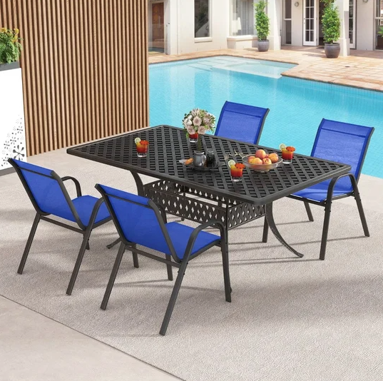 Комплект садовых стульев Costway Patio с подлокотниками синий | Зображення 4