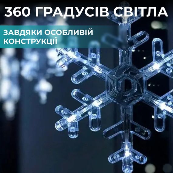 Гирлянда светодиодная штора GarlandoPro снежинка и звезда 12 фигур 3х1м гирлянда звезда Белый 1733064W | Зображення 3