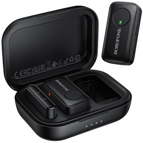 Петличний бездротовий мікрофон Borofone BFK17 Lemai dual-mic Type-C Black