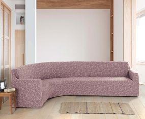 Жакардовий чохолна кутовий диван Kora без спідниці Пудровий