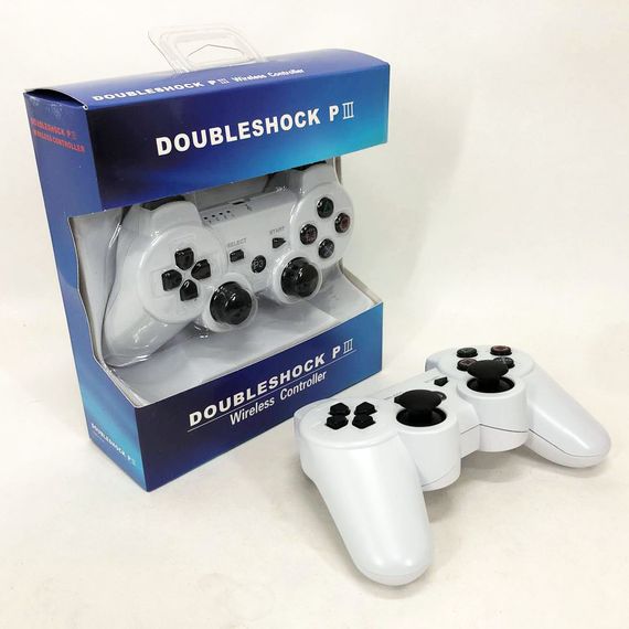 Игровой беспроводной геймпад Doubleshock PS3/PC аккумуляторный джойстик с функцией вибрации. LS-551 Цвет: белый | Зображення 3