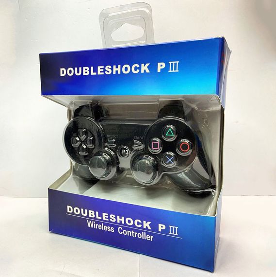 Игровой беспроводной геймпад Doubleshock PS3/PC аккумуляторный джойстик с функцией вибрации. Цвет: черный | Зображення 4