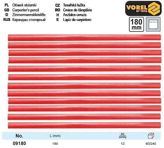 Карандаши строительные Польша 18 см 12 штук VOREL-09180