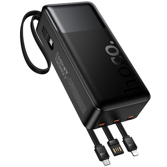 Портативное ЗУ Power Bank Hoco J156B Founder 22.5W+PD20W with four cables 30000 mAh Black | Зображення 3