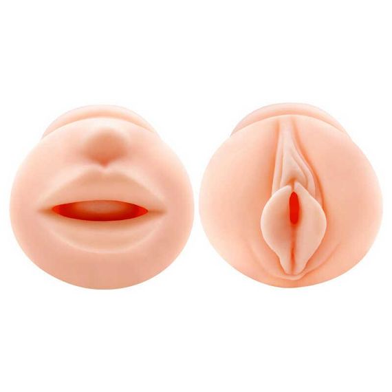 Мастурбатор двосторонній рот і вагіна Crazy Bull, реалістичний, з кільцями, 17.5 см sexstyle | Зображення 4