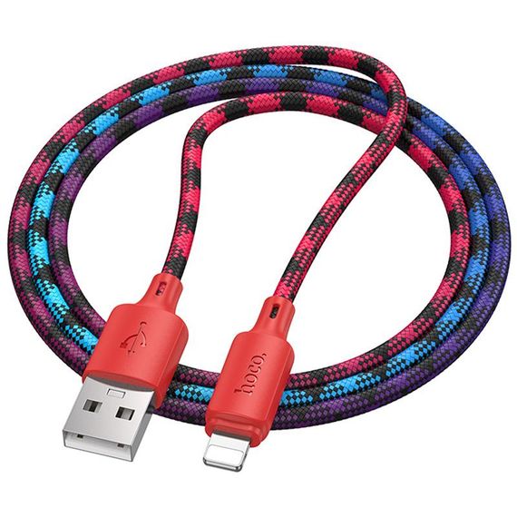 Дата кабель Hoco X116 Meridian USB to Lightning 2.4A (1m) Gradient Red Mix | Зображення 1