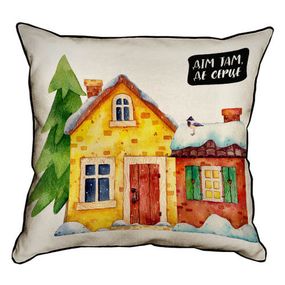 Подушка с мешковины Дім там, де серце 45x45 см (45PHB_21NG004)