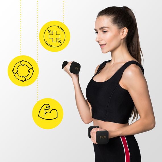 Гантелі вінілові Cornix Square 2 x 1 кг XR-0406 Black | Зображення 2