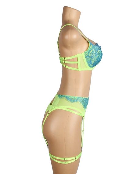 Комплект белья салатовый Star Night с бирюзовыми кружевными вставками Star Night (без коробки) sexstyle | Зображення 7