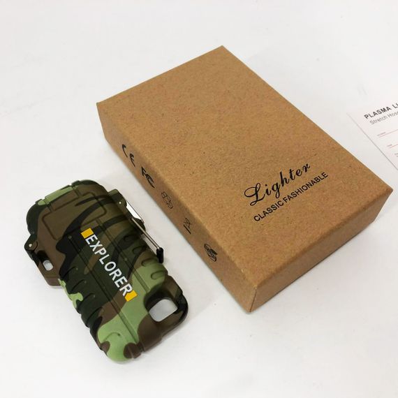 Дугова електроімпульсна запальничка водонепроникна EXPLORER HL-516, сенсорна запальничка. Колір зелений | Зображення 7