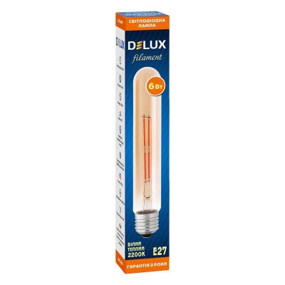 Лампочка Delux LR-39 6Вт E27 2200К T30 amber_filament (90018154) | Зображення 1