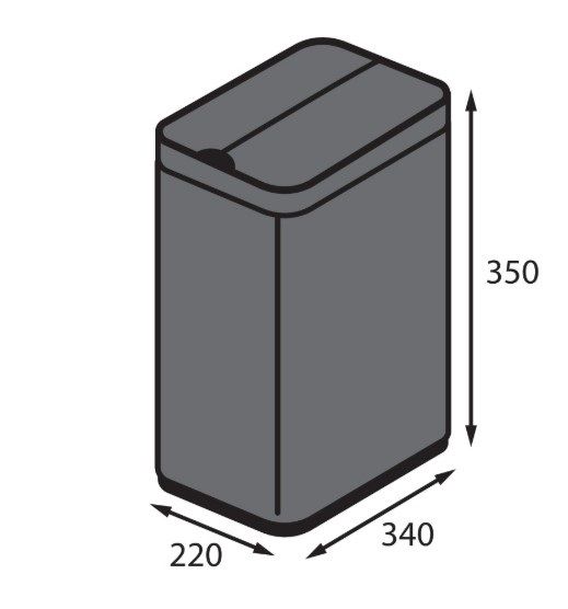 Відро для сміття сенсорне прямокутне Koer TC-020112-07 12 л графіт (KR5583) | Зображення 1