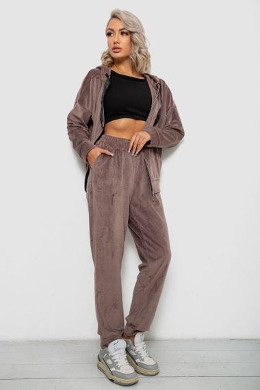 Спортивный костюм женский велюровый, цвет мокко, 257R4119 | Зображення 2