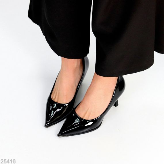 Елегантні люксові лакові глянсові туфлі човники на шпильці | Зображення 7