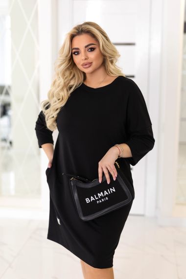 Трикотажне жіноче плаття приталене з рукавом три чверті колір чорний розмір 42/44 GF9035 | Зображення 3