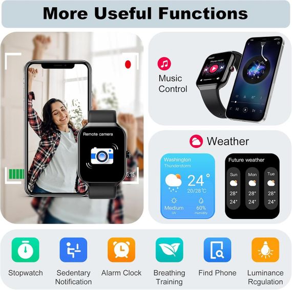 Смарт-годинник 1.96" з функцією дзвінків і 100+ спортивними режимами | Зображення 4