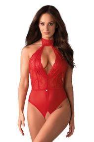 Боді з розрізом Obsessive Dagmarie Червоне XS/S