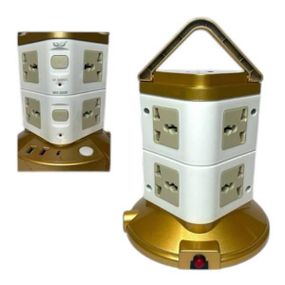 Мережевий фільтр вертикальний 8 розеток 2м шнур Біло-золотий