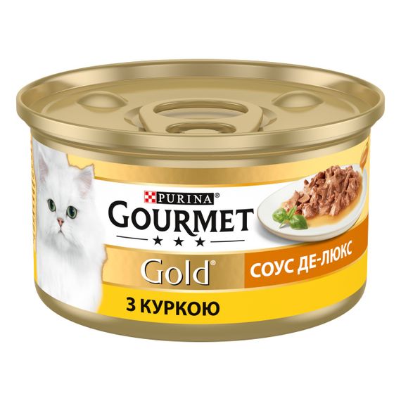 Вологий корм для котів з куркою у соусі де-люкс Gourmet Gold, 85 гр