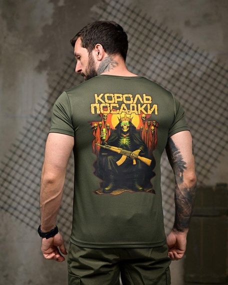 Тактична водовідпірна футболка Король посадки oliva ПП7844