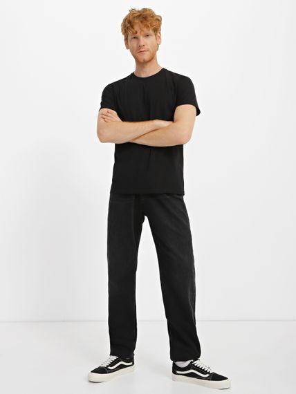 Футболка чоловіча з круглим вирізом однотонна чорна, L | Зображення 6