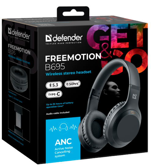 Гарнітура Defender FreeMotion B695 Bluetooth ANC Black (63695) | Зображення 9