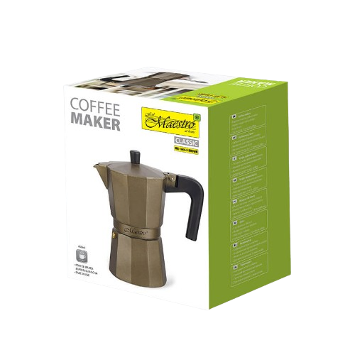 Кавоварка гейзерна 450мл (9 порцій) алюмінієва MR-1666-9-BROWN Espresso Moka Maestro | Зображення 3