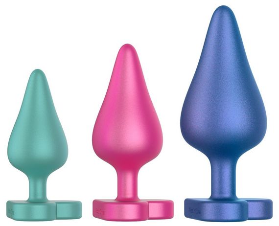 Набір із 3 анальних пробок ROMP Luster різнокольорові Sex Aura | Зображення 1