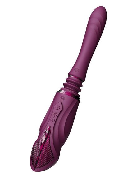 Компактна смарт секс-машина Zalo – Sesh Velvet Purple, 2 насадки, пульт ДК, кристал Swarovski | Зображення 7