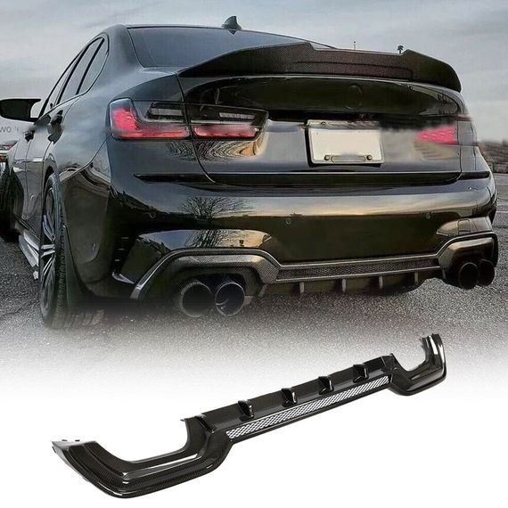 Дифузор заднього бампера V2 (для M-Sport 2018-2022, Карбон) для BMW 3 серія G20/21 2018- рр | Зображення 1