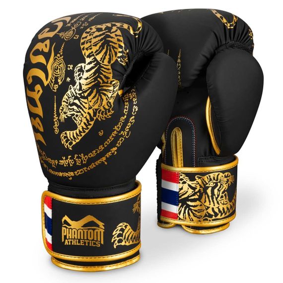 Боксерські рукавиці Phantom Muay Thai Black Gold 16 унцій (Бинти 4м. в подарунок) | Зображення 1