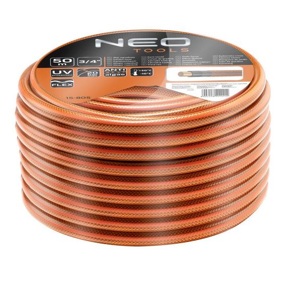 Шланг NEO садовый 50м, 3/4, 4-слой. Economic -10°/+50°C, max 20 bar (15-805)