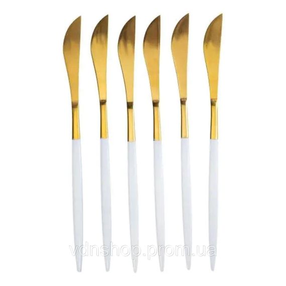 Набор столовых ножей 6 штук ножи сервировочные столовые 22.5 см Белый с золотом HP-20-11