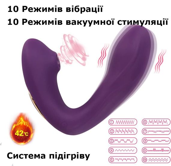 Вибратор HUGBOX Pink Heat Duo с вакуумной стимуляцией, подогревом и пультом ДУ | Зображення 3