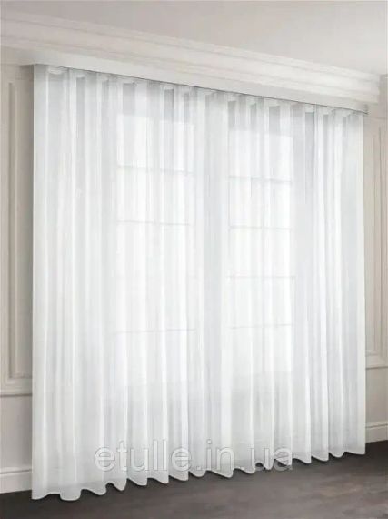 Готовий тюль білий шифон на тасьмі ширина 3 метри висота 2.7 метрів