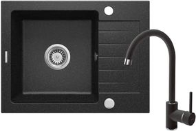 Deante Набір для кухні Zorba, гранітна мийка ZQZ_211A + зміш. BEN_262M, графіт-хром (ZQZA211A)