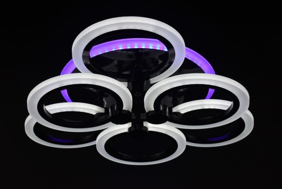 Люстра світлодіодна стельова LED світильник для квартири на стелю лед з пультом 26118 Чорний 11х47х47 см. | Зображення 8